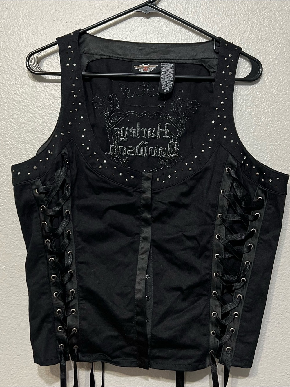 Women’s Harley Davidson Embellished Vest/ Top Size XL Corset Embellished Rare